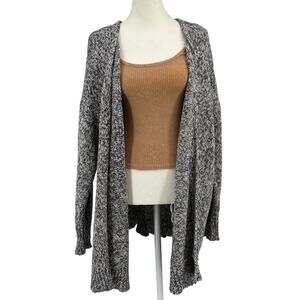 Loft Outlet Womens Sweater Womens XL Gray Marled Open Front Cardigan Grandmacore